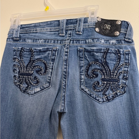 Miss Me Blue Boot Cut Jeans with Rhinestone Embellishments - Picture 2 of 11